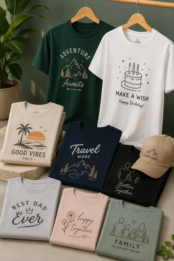 Custom T-Shirts Birthday tees, trip shirts, couple & family designs