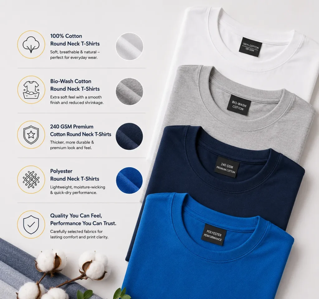 Round Neck T-Shirt Fabric Options